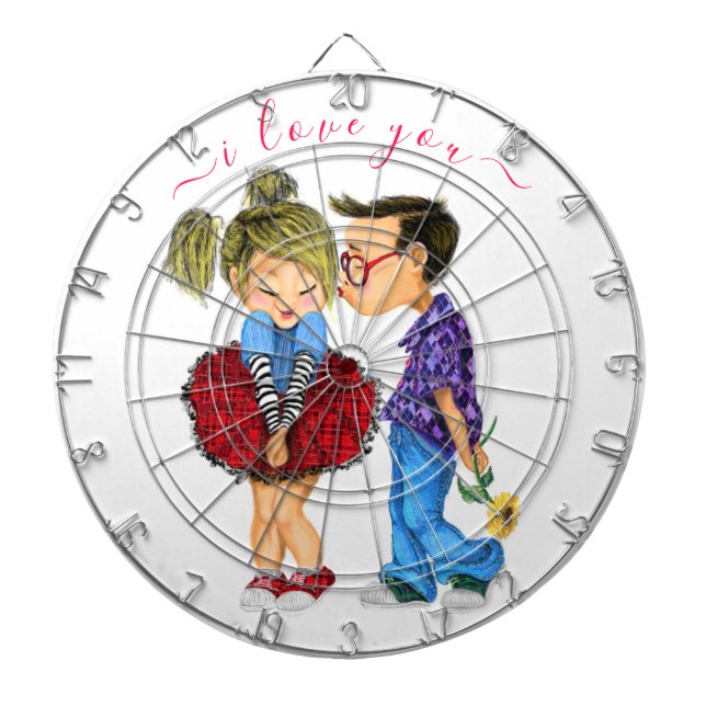 Cute Couple Dart Board - I Love You (Front)