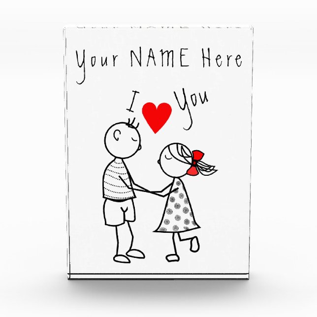 Cute Couple Desk Accessory Gift Personalized Name Photo Block (Front)