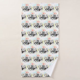 Cute Couple Elephant Bath Towel