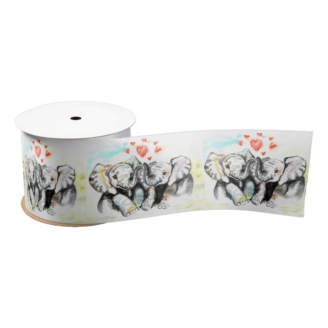 Cute Couple Elephant Ribbon (Spool)