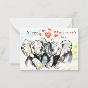 Cute Couple Elephant Romantic Valentine's Day Card