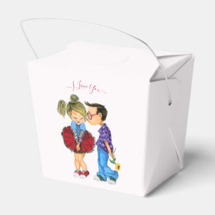 Cute Couple Favor Boxes Text - I Love You