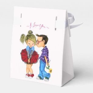 Cute Couple Favor Boxes with Text - I Love You