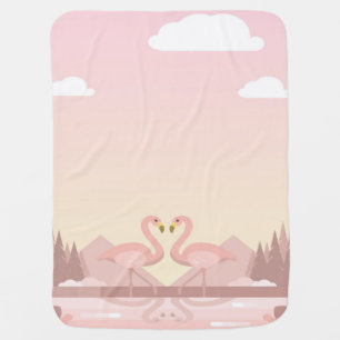 Cute Couple Flamingo Birds Gifts Lover Baby Blanket