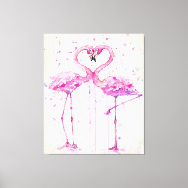Cute Couple Flamingo Love Print Art (Front)
