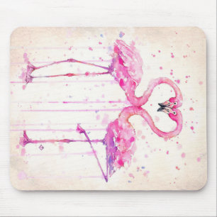 Cute Couple Flamingo Love Print Art Mouse Pad