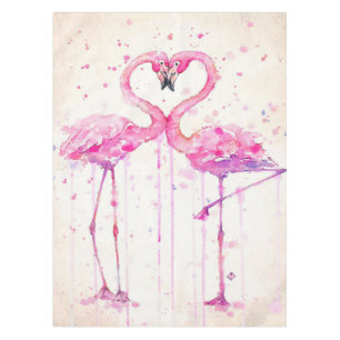 Cute Couple Flamingo Love Print Art Tablecloth