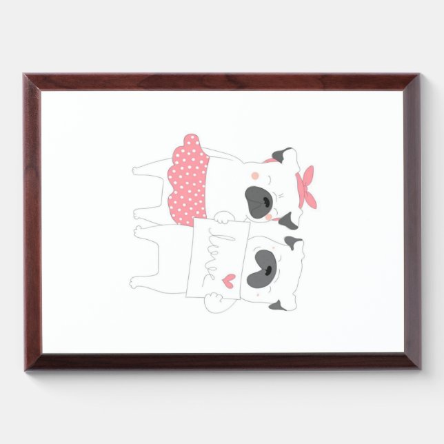 Cute Couple French Bulldog Love | Dog Lover Award Plaque (Horizontal)