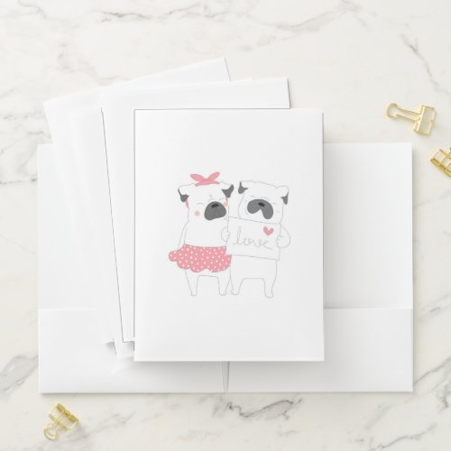 Cute Couple French Bulldog Love  Dog Lover Pocket Folder