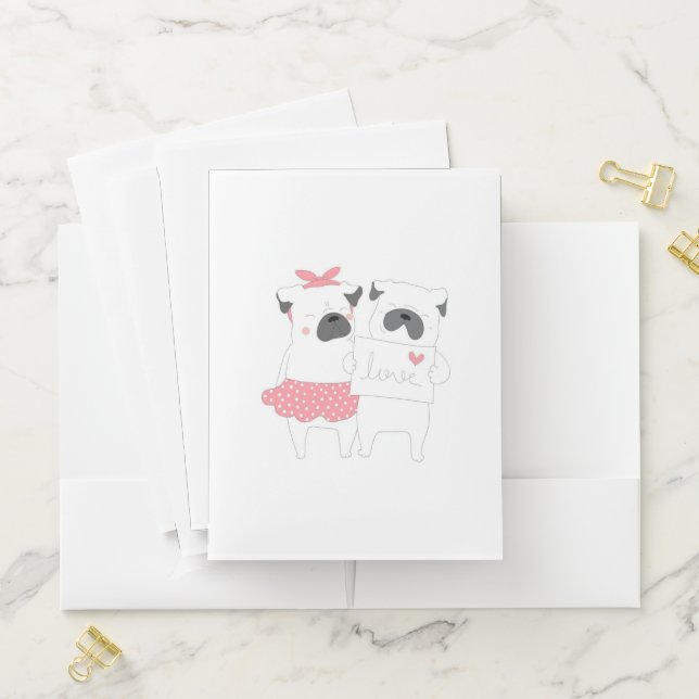 Cute Couple French Bulldog Love | Dog Lover Pocket Folder (In Situ)