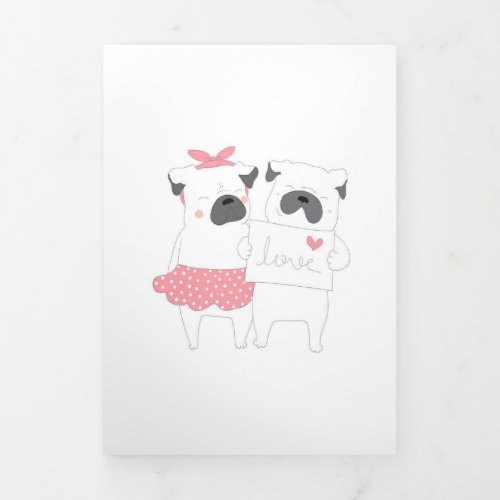 Cute Couple French Bulldog Love  Dog Lover Tri_Fold Announcement