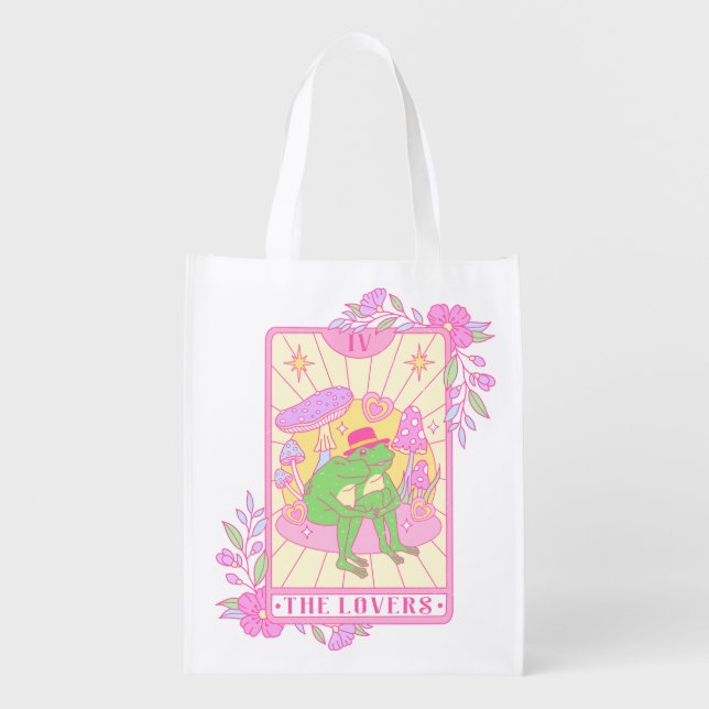 Cute Couple Frog - The Lovers Grocery Bag (Front)