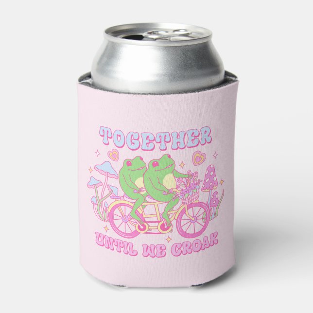 Cute Couple Frog - Together Until We Croak Can Cooler (Can Front)