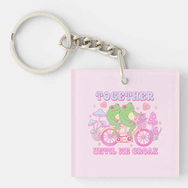 Cute Couple Frog - Together Until We Croak Keychain (Front)