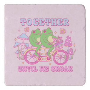 Cute Couple Frog - Together Until We Croak Trivet