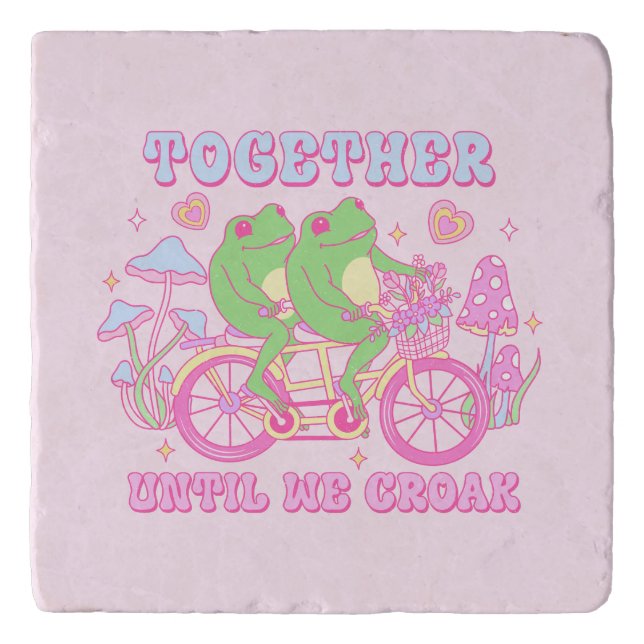 Cute Couple Frog - Together Until We Croak Trivet (Front)