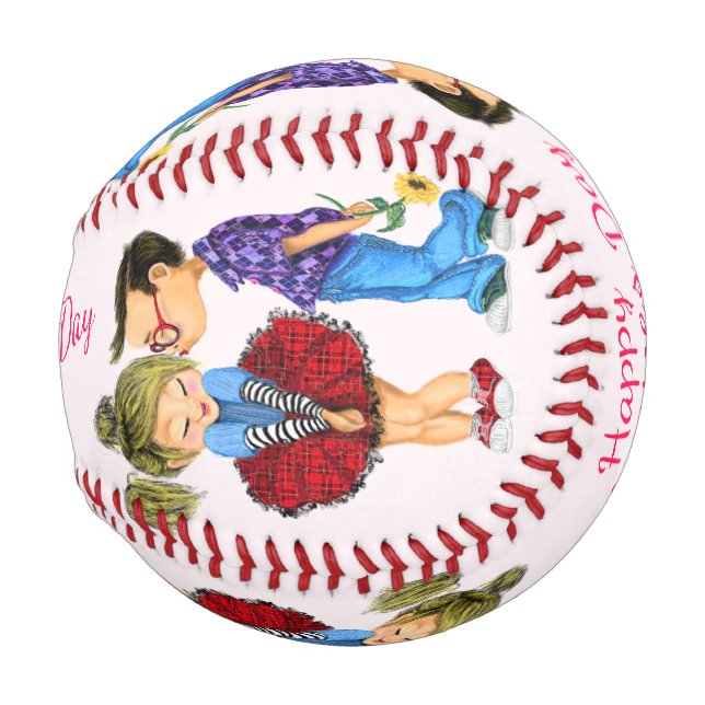 Cute Couple Funny Valentine's Day Gift Baseball (Back Left)