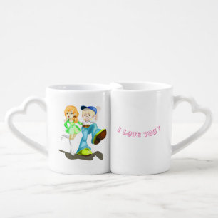 Cute Couple Gift Coffee Mug Set Text I Love You