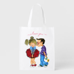 Cute Couple Grocery Bag - I Love You