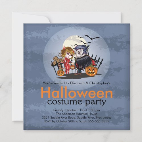 Cute Couple Halloween Costume Party Invitation