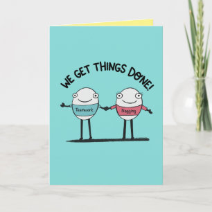 Cute Couple Happy Anniversary Humourous Letterpress Thank You Card