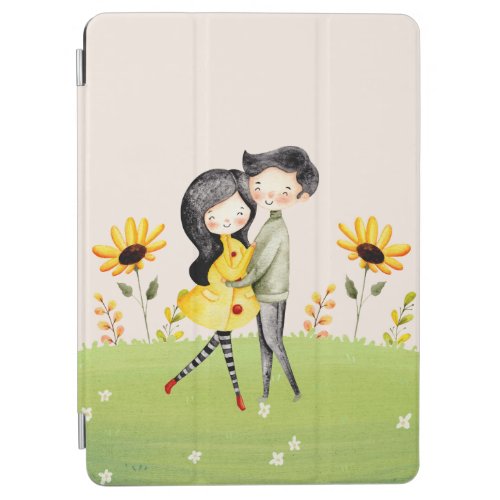 Cute Couple Hugging In A Field iPad Air Cover