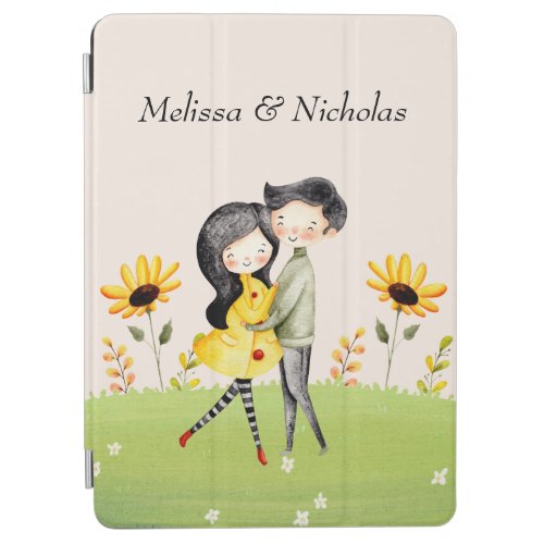 Cute Couple Hugging In A Field iPad Air Cover