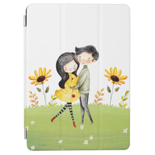 Cute Couple Hugging In A Field iPad Air Cover