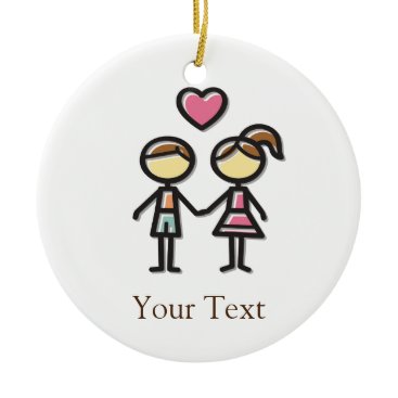 cute couple in love holding hands ceramic ornament