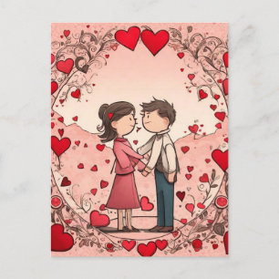 Cute couple in love postcard