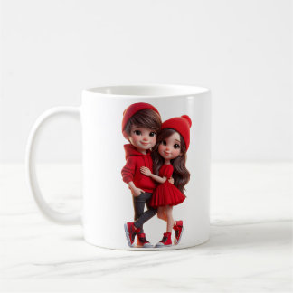 Cute Couple in Red – Romantic Love Mug 