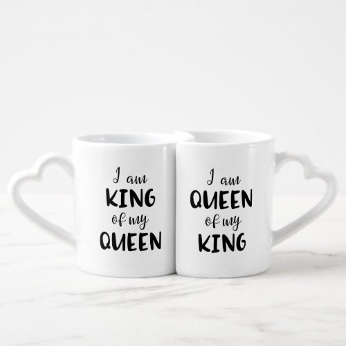 Cute Couple King  Queen Typography Coffee Mug Set