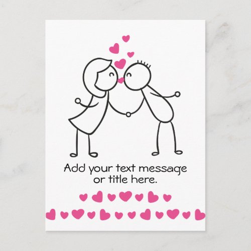 Cute Couple Kissing Add Your Text Postcard