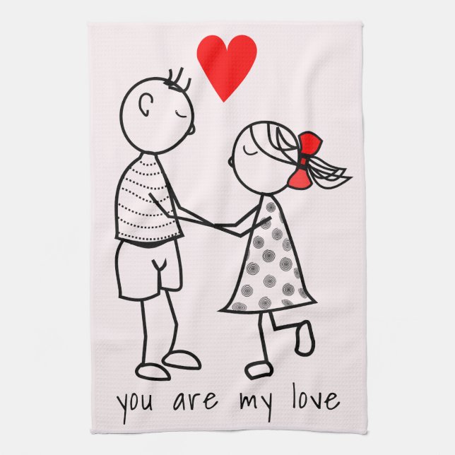 Cute Couple Kitchen Towel (Vertical)