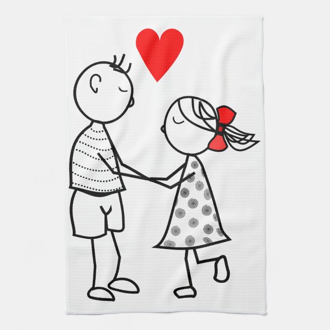 Cute Couple Kitchen Towel Love (Vertical)