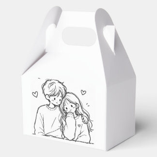 Cute Couple Line Art Favor Box