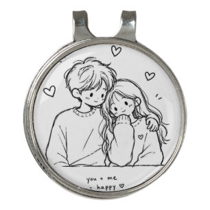 Cute Couple Line Art Magnetic Hat Clip
