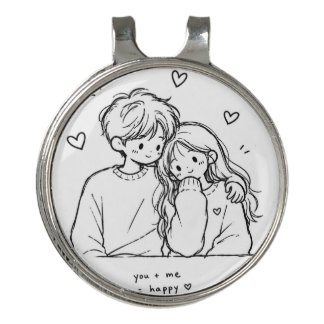 Cute Couple Line Art Magnetic Hat Clip