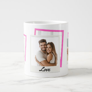 Cute Couple 'Love' 3 Photo Collage Giant Coffee Mug