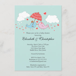 Cute Couple Love Birds Baby Shower Invitation