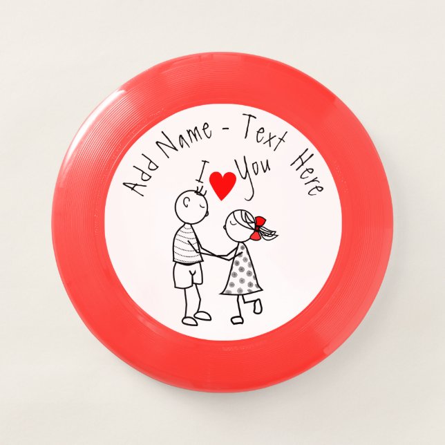 Cute Couple Love Custom Name Text Frisbee Gift (Front)