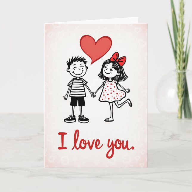 Cute Couple Love You Card (Front)