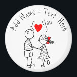 Cute Couple Magnet Custom Name Text - I Love You<br><div class="desc">I Love You Text Magnets with Custom Name / Text and Cute Romantic Couple Love Gift - Add Your Name with Customization tool - or Choose fonts / size / color ! MIGNED Painting Design</div>