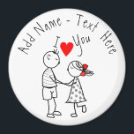 Cute Couple Magnet Custom Name Text - I Love You<br><div class="desc">I Love You Text Magnets with Custom Name / Text and Cute Romantic Couple Love Gift - Add Your Name with Customization tool - or Choose fonts / size / color ! MIGNED Painting Design</div>