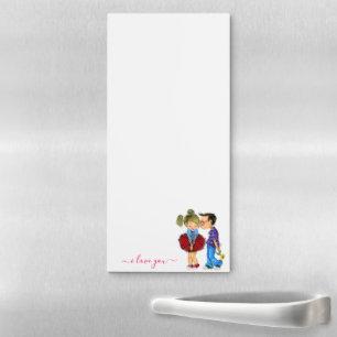 Cute Couple Magnetic Notepad Text - I Love You