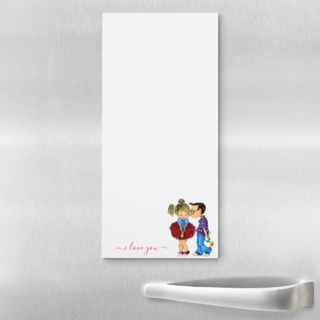 Cute Couple Magnetic Notepad Text - I Love You (In Situ)