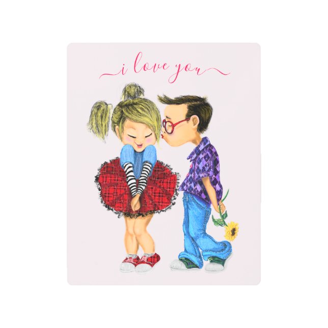 Cute Couple Metal Print - I Love You (Front)