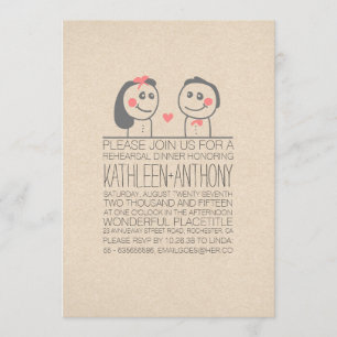 Cute couple modern casual rehearsal dinner invite