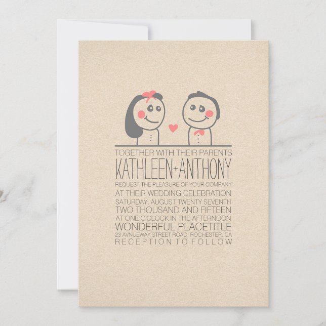 Cute couple modern wedding invitation (Front)