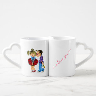 Cute Couple Mug Set Text - I Love You